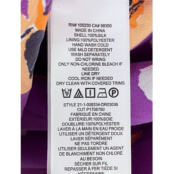 Equipment Lorainna 100% Silk Floral Printed Mini Dress, Dahlia Purple - Size L - Picture 12 of 12